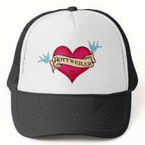Rottweiler Tattoo Heart hats