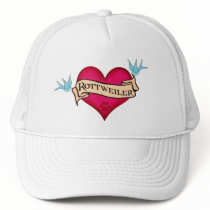 Rottweiler Tattoo Heart hats