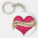 Rottweiler Tattoo Heart Key Chains