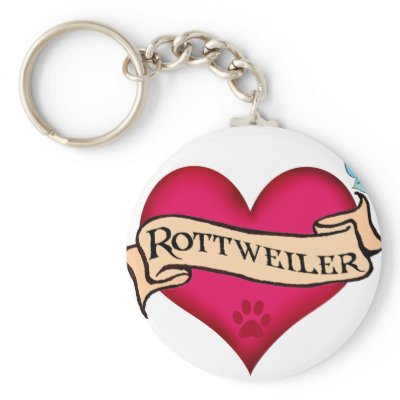 Rottweiler Tattoo Heart Key Chains by dogsandhorses