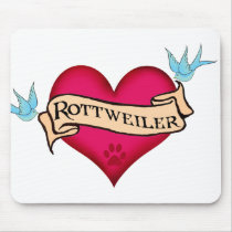 Rottweiler Tattoo Heart Mouse Pad