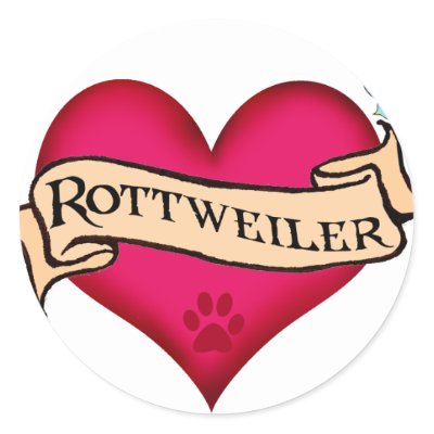 Rottweiler Tattoo Heart Stickers by dogsandhorses
