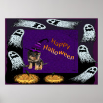 Rottweilers, Ghost and Pumpkins Oooh Errr! Print