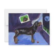 Rotweiler sees smiling moon invitations