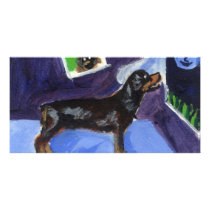 Rotweiler sees smiling moon photo cards