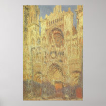 Rouen Cathedral, Sunset by Claude Monet Posters
