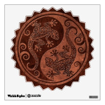 Rough Brown Stone Yin Yang Geckos Wall Decal
