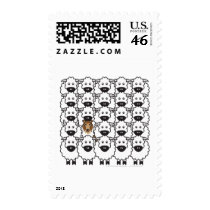 Rough Collie in the Sheep Postage Stamp