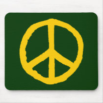 Rough Peace Symbol - Amber on Dark Green mousepads by artberry Rough Peace Symbol - Amber on Dark Green mousepads