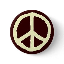 Rough Peace Symbol - Cream on Brown buttons
