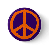 Rough Peace Symbol - Orange on Deep Purple buttons