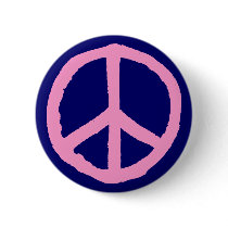 Rough Peace Symbol - Pink on Dark Blue buttons