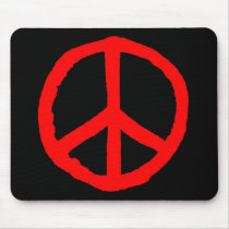 Rough Peace Symbol - Red on Black mousepads by artberry Rough Peace Symbol - Red on Black mousepads