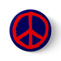 Rough Peace Symbol - Red on Dark Blue buttons