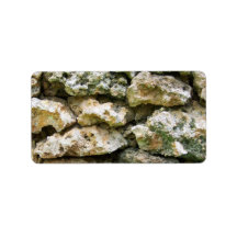 Rough rock wall with moss custom background personalized address label