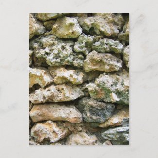 Rough rock wall with moss custom background postcard