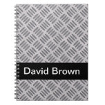 Rough silver metal plate masculine slate gray notebooks