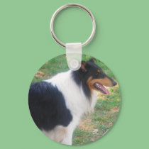 Rough Tri Collie keychain