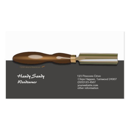 Roughing Gouge Woodturning Blk White Business Card (back side)