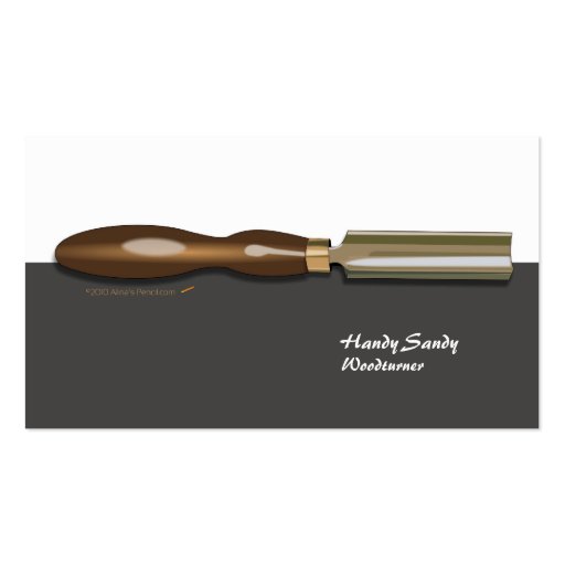 Roughing Gouge Woodturning Blk White Business Card (front side)
