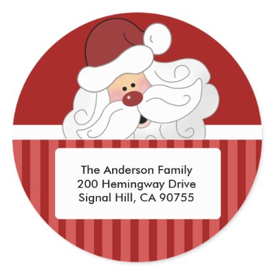 ROUND ADDRESS LABELS Cute Santa Claus Holiday Sticker