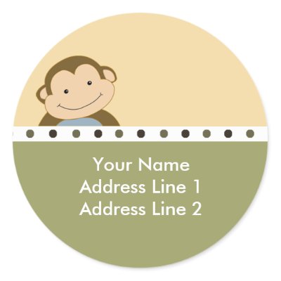 Round Address Labels | envelope seals Monkey Round Stickers