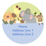 Round Address Labels - Jungle Safari Blue / Green Round Sticker