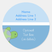 Round Address Labels Sea Turtle Light & Dark Blue Round Sticker