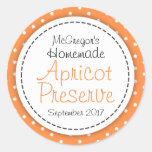 Round apricot preserve jam orange food label stickers
