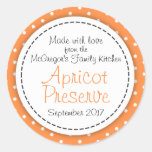 Round apricot preserve jam orange food label round sticker