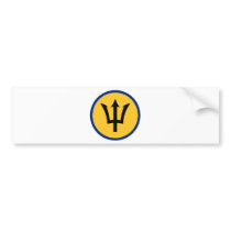 Round Barbados Flag Bumper Sticker