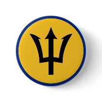 Round Barbados Flag Pinback Button