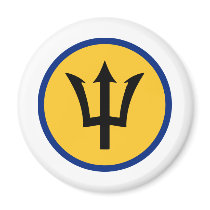 Round Barbados Flag Refrigerator Magnets
