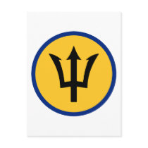 Round Barbados Flag Postcards