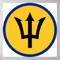 Round Barbados Flag Posters