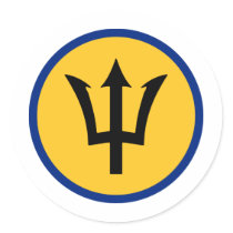Round Barbados Flag Sticker