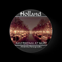Round Button - Amsterdam At Night 