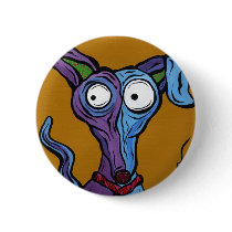 Round Button Pop Art Dog by RetroArtByJan Round Button Pop Art Dog