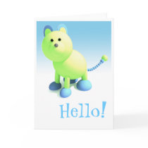 Round Cat "Hello" greeting card