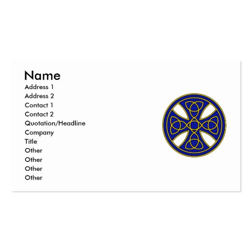 Round Celtic Cross in blue and gold Business Cards