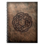 Round celtic knot on leather spiral notebook