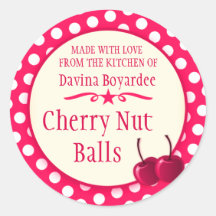 Round cherry red cookie exchange baking stickers