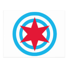 Round Chicago Flag Post Cards