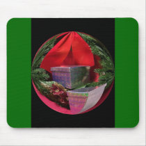 Round Christmas box ornament mousepads