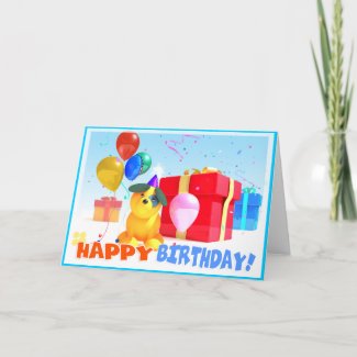 Round Dog Birthday Card card