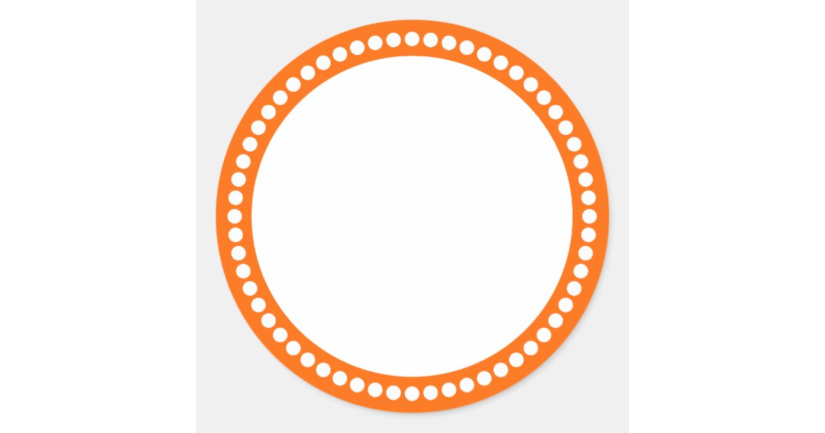 Round Dot Frame Template in Orange Classic Round Sticker | Zazzle
