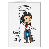 Round 'Em Up! Cowboy Stick Figure Card