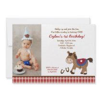 Round 'Em Up Horse Photo Birthday Invitation 5x7
