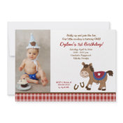 Round 'Em Up Horse Photo Birthday Invitation 5x7