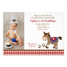Round 'Em Up Horse Photo Birthday Invitation 5x7